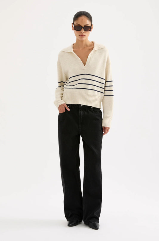 Nude Lucy Logan Rugby Knit in Cloud Stripe - the tartan fox