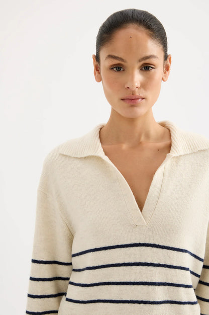 Nude Lucy Logan Rugby Knit in Cloud Stripe - the tartan fox