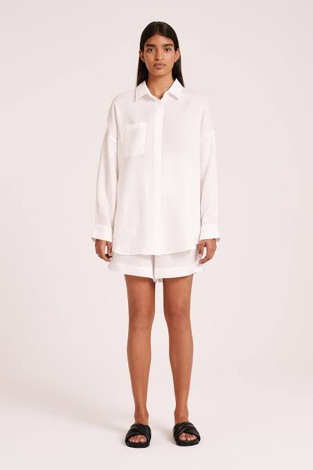 Nude Lucy Lounge Heritage Linen Shirt in White - the tartan fox