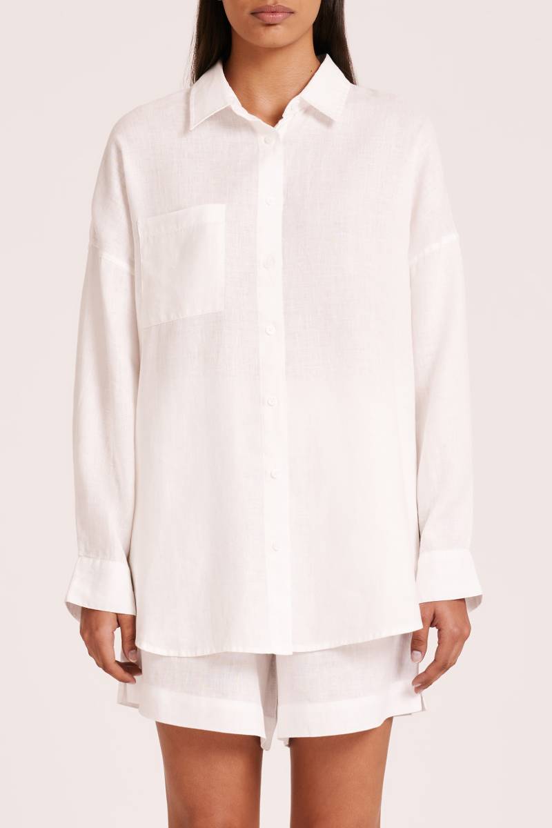 Nude Lucy Lounge Heritage Linen Shirt in White - the tartan fox