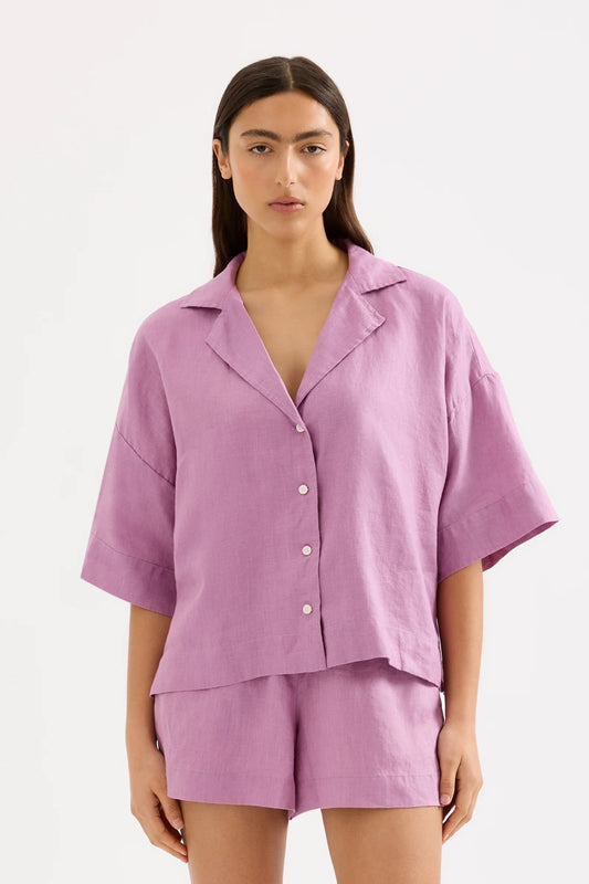 Nude Lucy Lounge Linen Shirt in Grape - the tartan fox