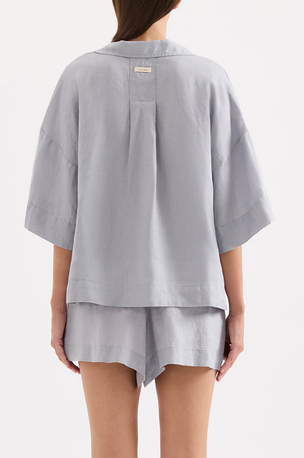 Nude Lucy Lounge Linen Shirt in Storm - the tartan fox