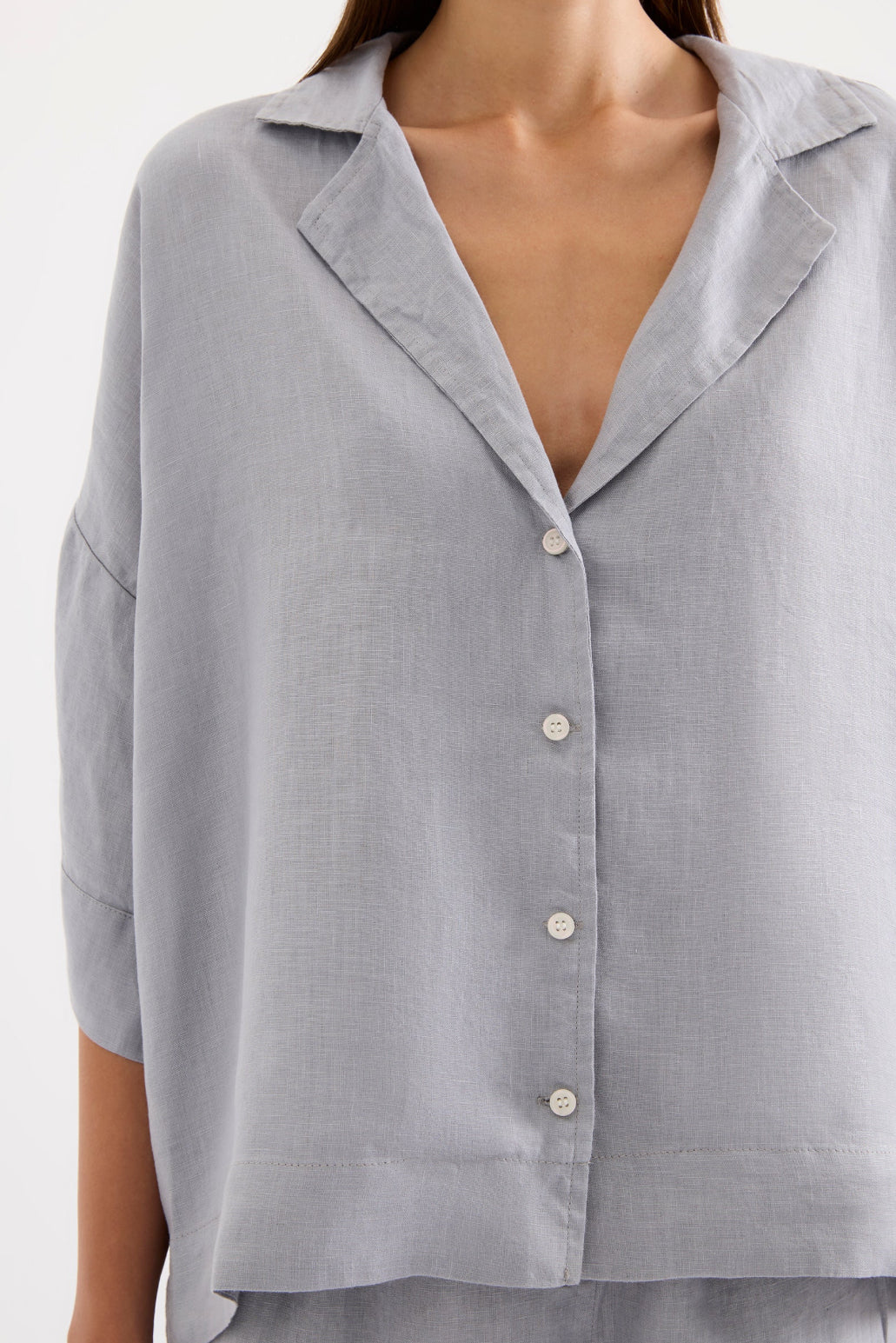Nude Lucy Lounge Linen Shirt in Storm - the tartan fox
