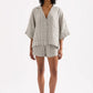 Nude Lucy Lounge Stripe Linen Shirt in Black Stripe - the tartan fox