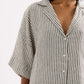 Nude Lucy Lounge Stripe Linen Shirt in Black Stripe - the tartan fox