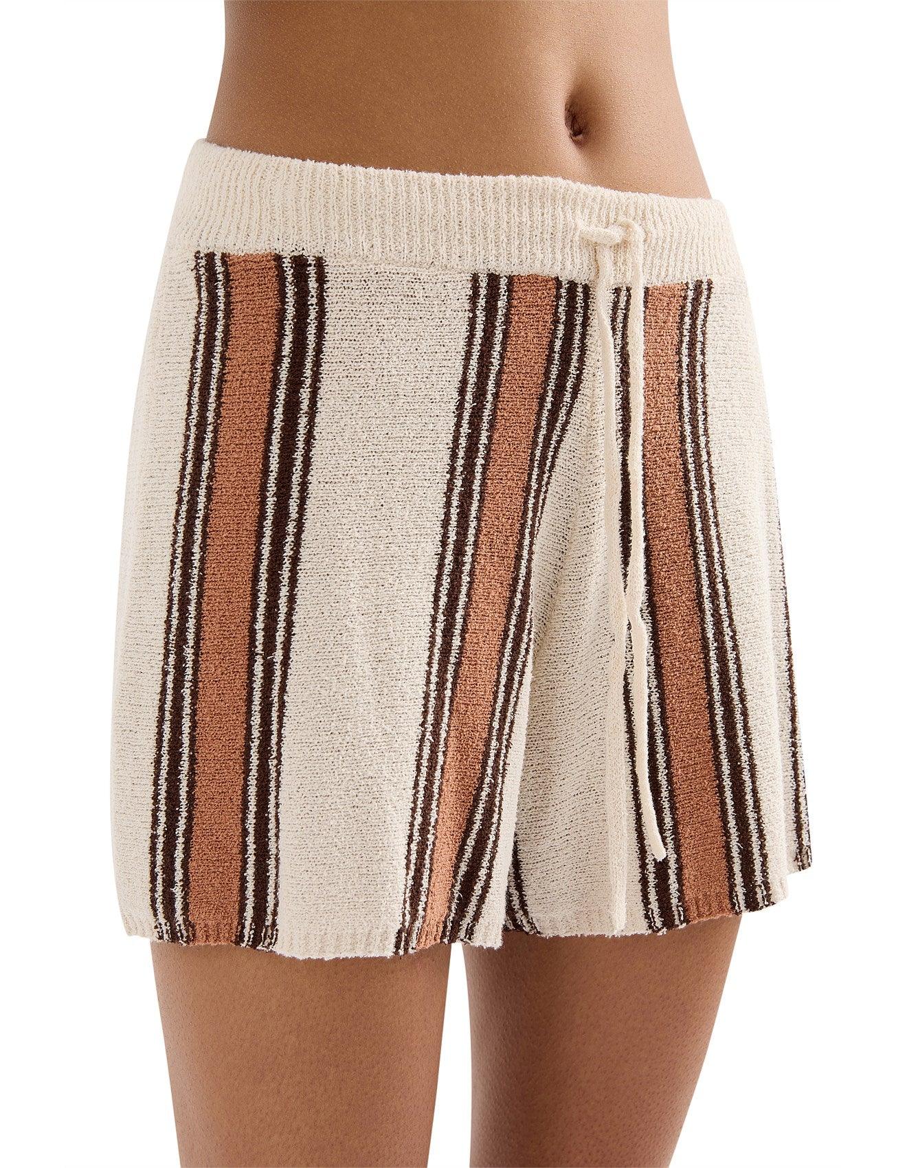 Nude Lucy Oda Knit Shorts in Manuka Stripe - the tartan fox