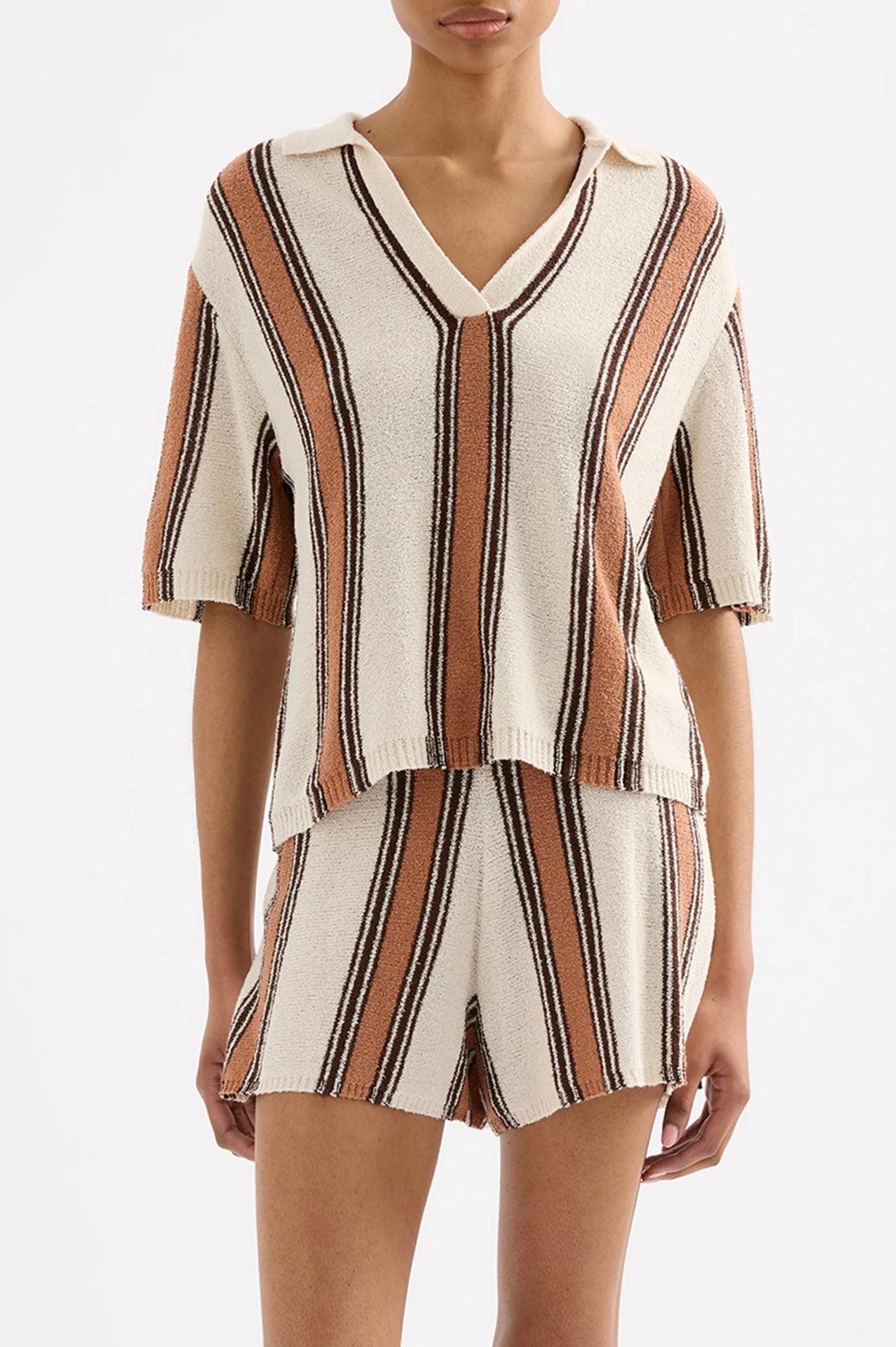 Nude Lucy Oda Knit Top in Manuka Stripe - the tartan fox