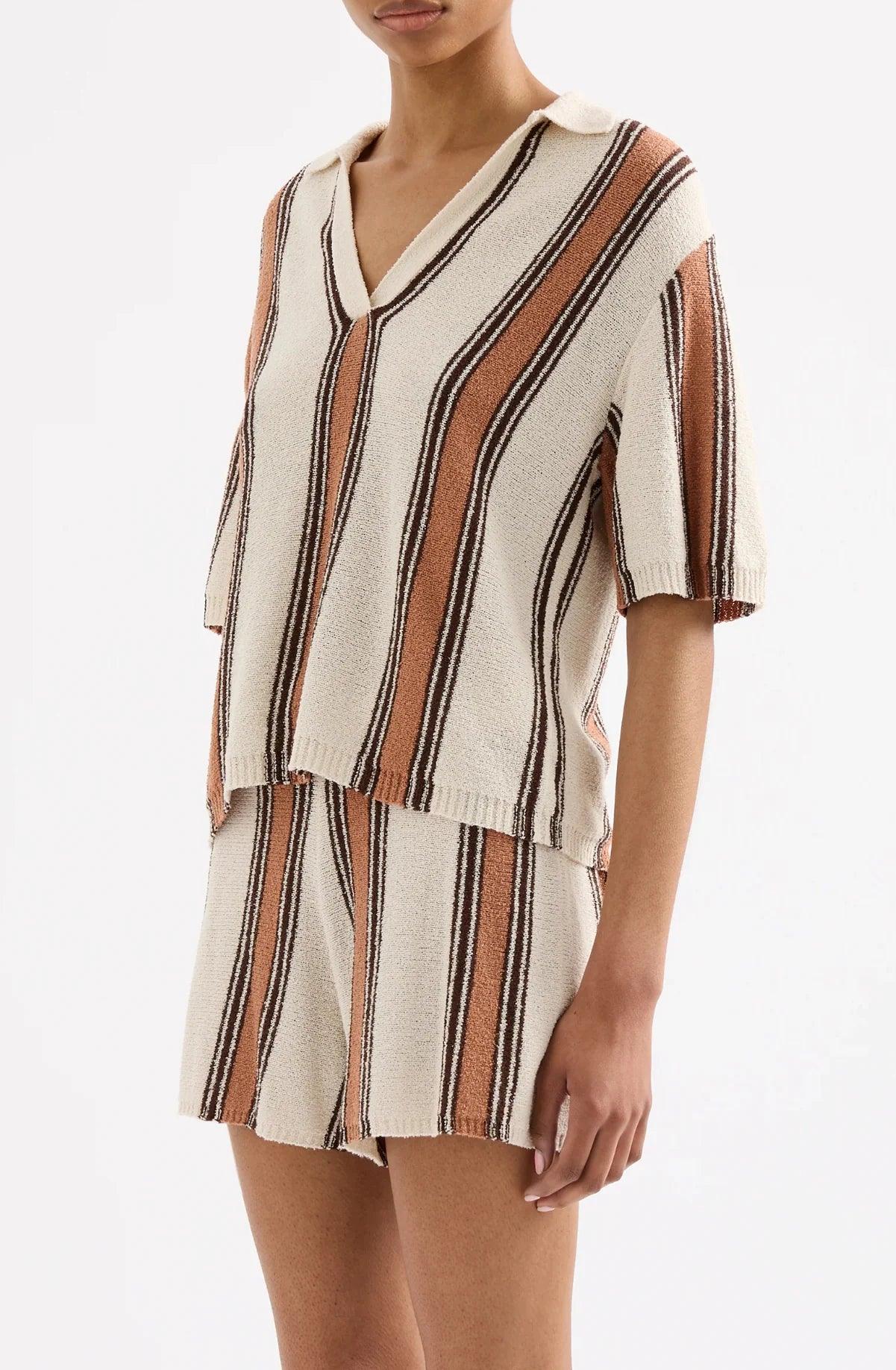 Nude Lucy Oda Knit Top in Manuka Stripe - the tartan fox