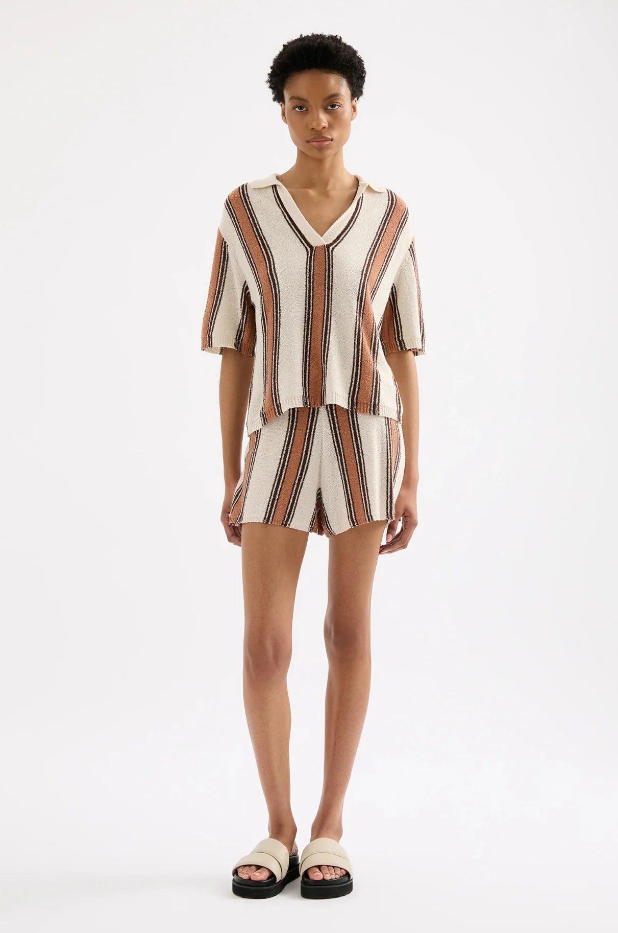 Nude Lucy Oda Knit Top in Manuka Stripe - the tartan fox