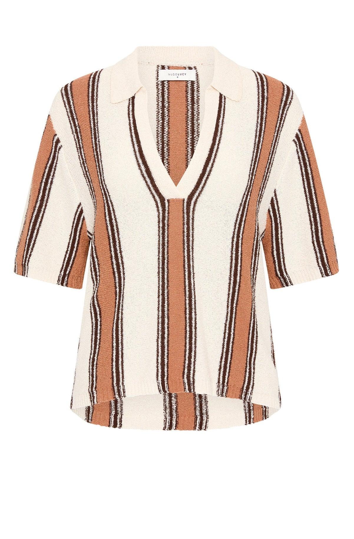 Nude Lucy Oda Knit Top in Manuka Stripe - the tartan fox