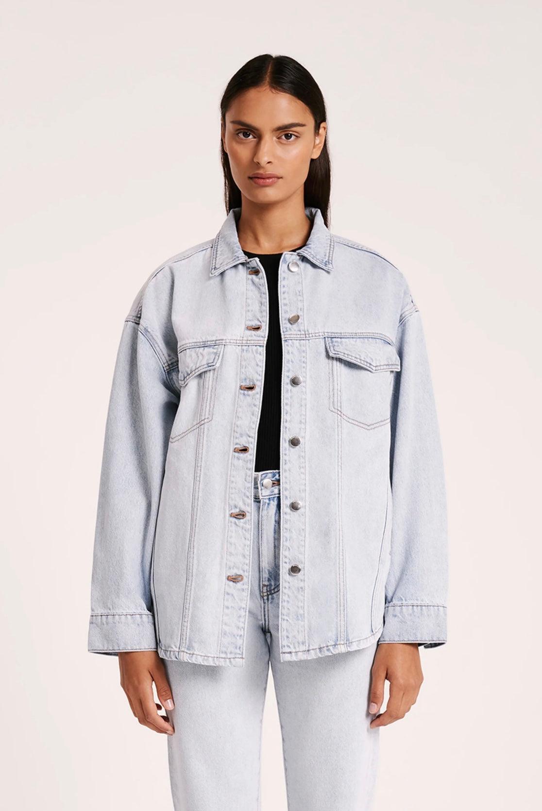 Nude Lucy Organic Denim Jacket in Clear Blue - the tartan fox