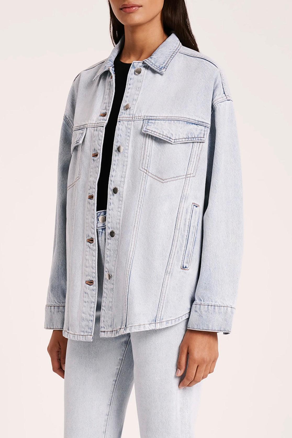 Nude Lucy Organic Denim Jacket in Clear Blue - the tartan fox