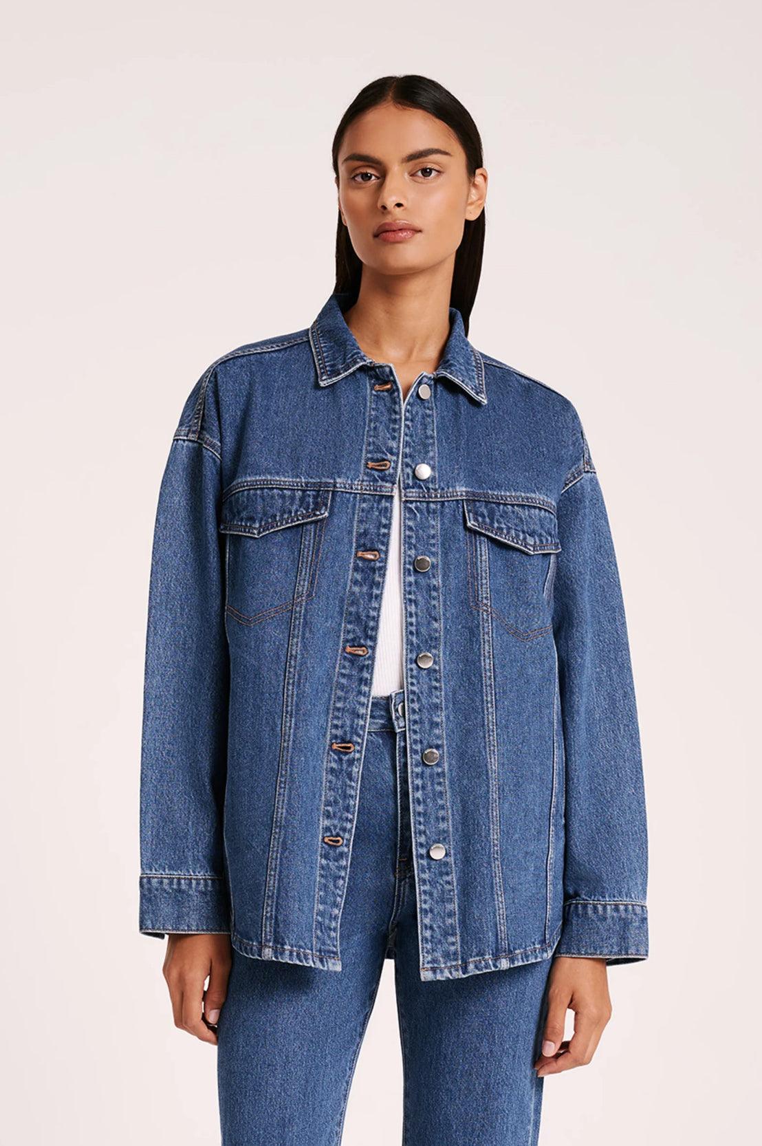 Nude Lucy Organic Denim Jacket in Vintage Blue - the tartan fox