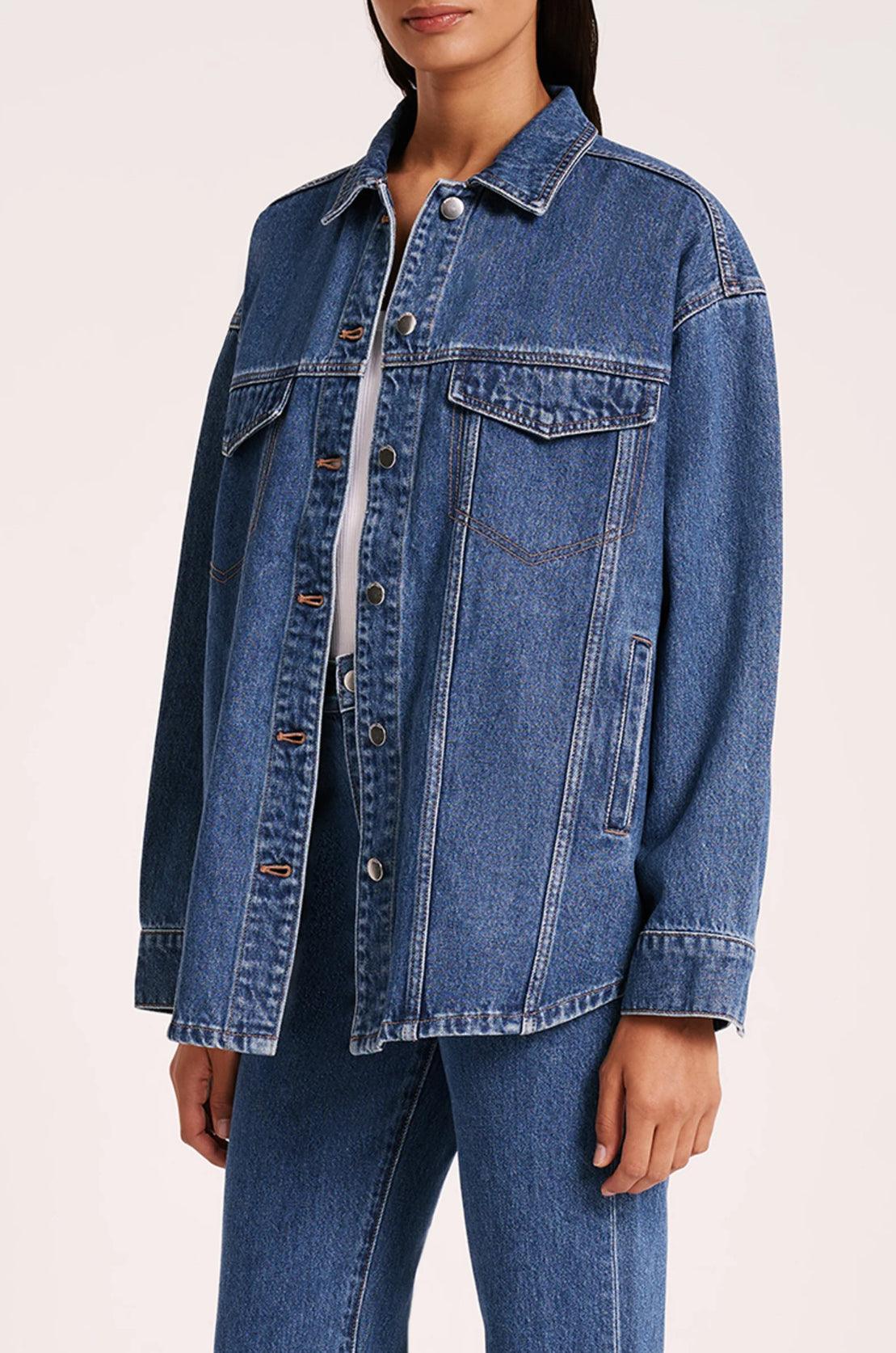 Nude Lucy Organic Denim Jacket in Vintage Blue - the tartan fox