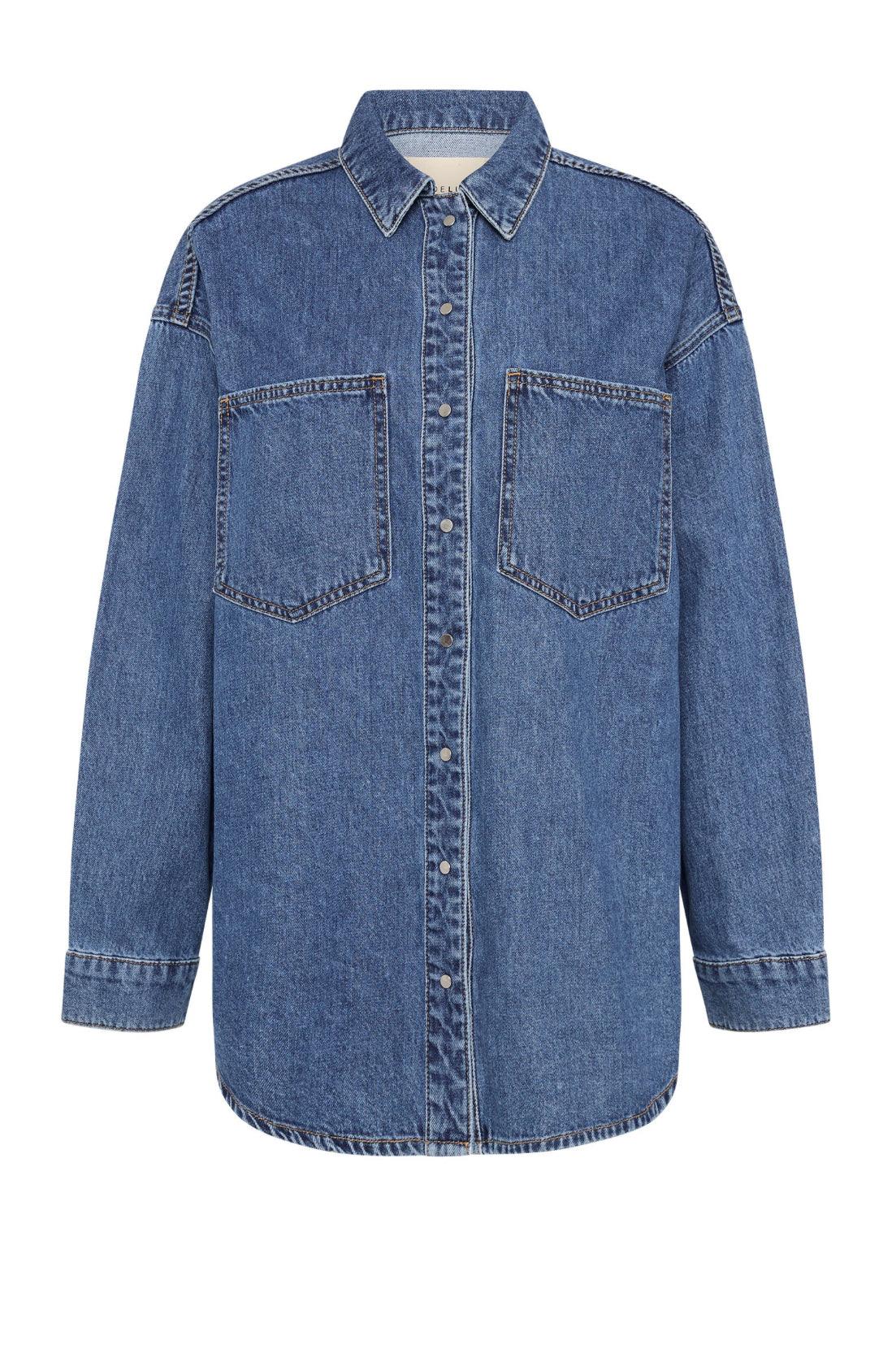 Nude Lucy Organic Denim Overshirt in Vintage Blue - the tartan fox