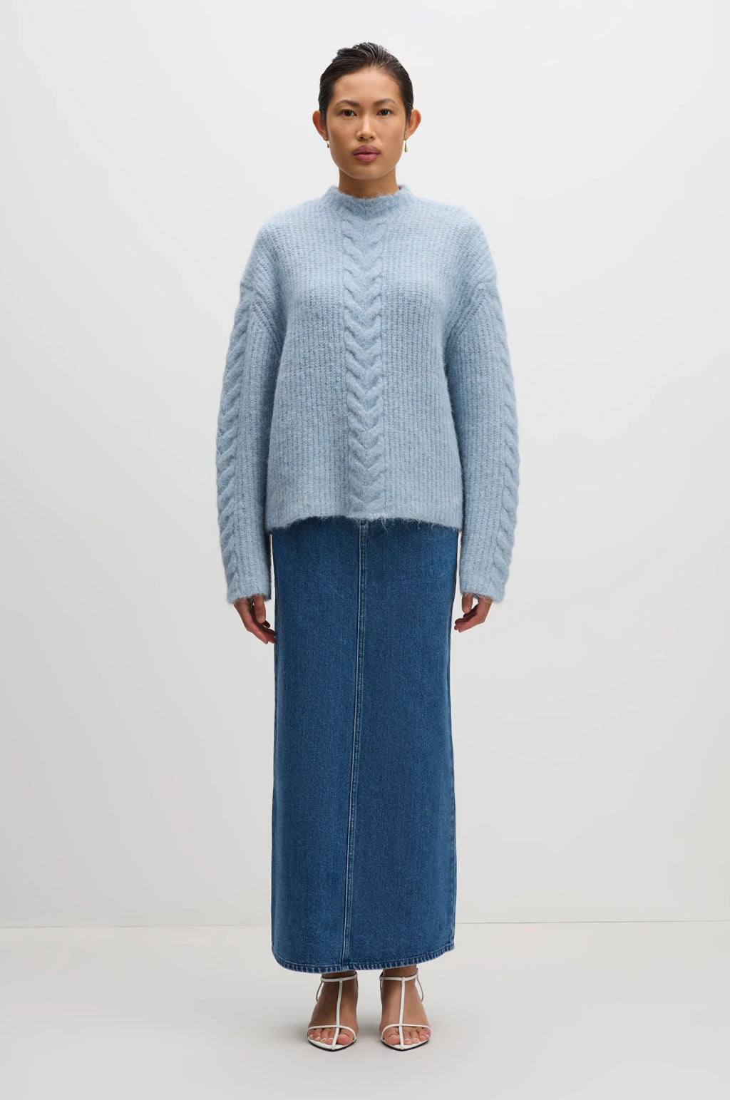 Nude Lucy Paige Cable Knit in Sky - the tartan fox