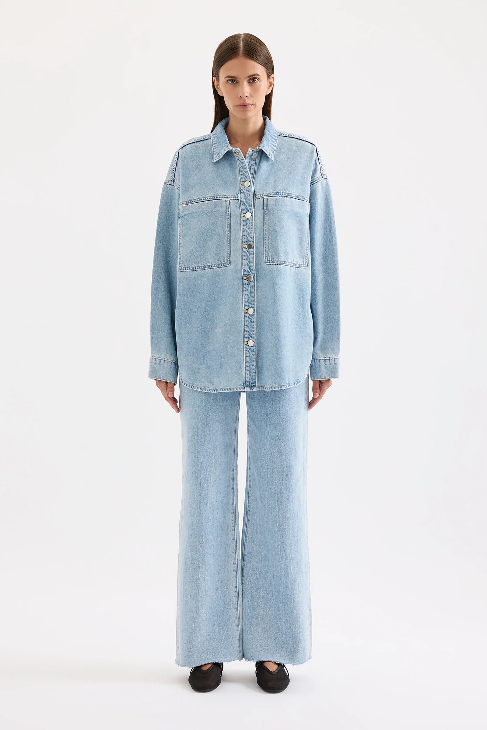 Nude Lucy Sheeba Denim Overshirt in Sky Blue - the tartan fox
