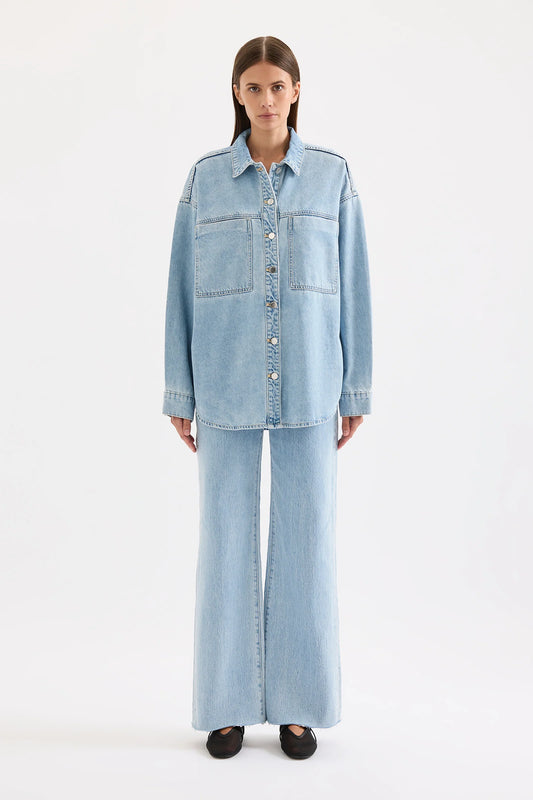 Nude Lucy Sheeba Denim Overshirt in Sky Blue - the tartan fox