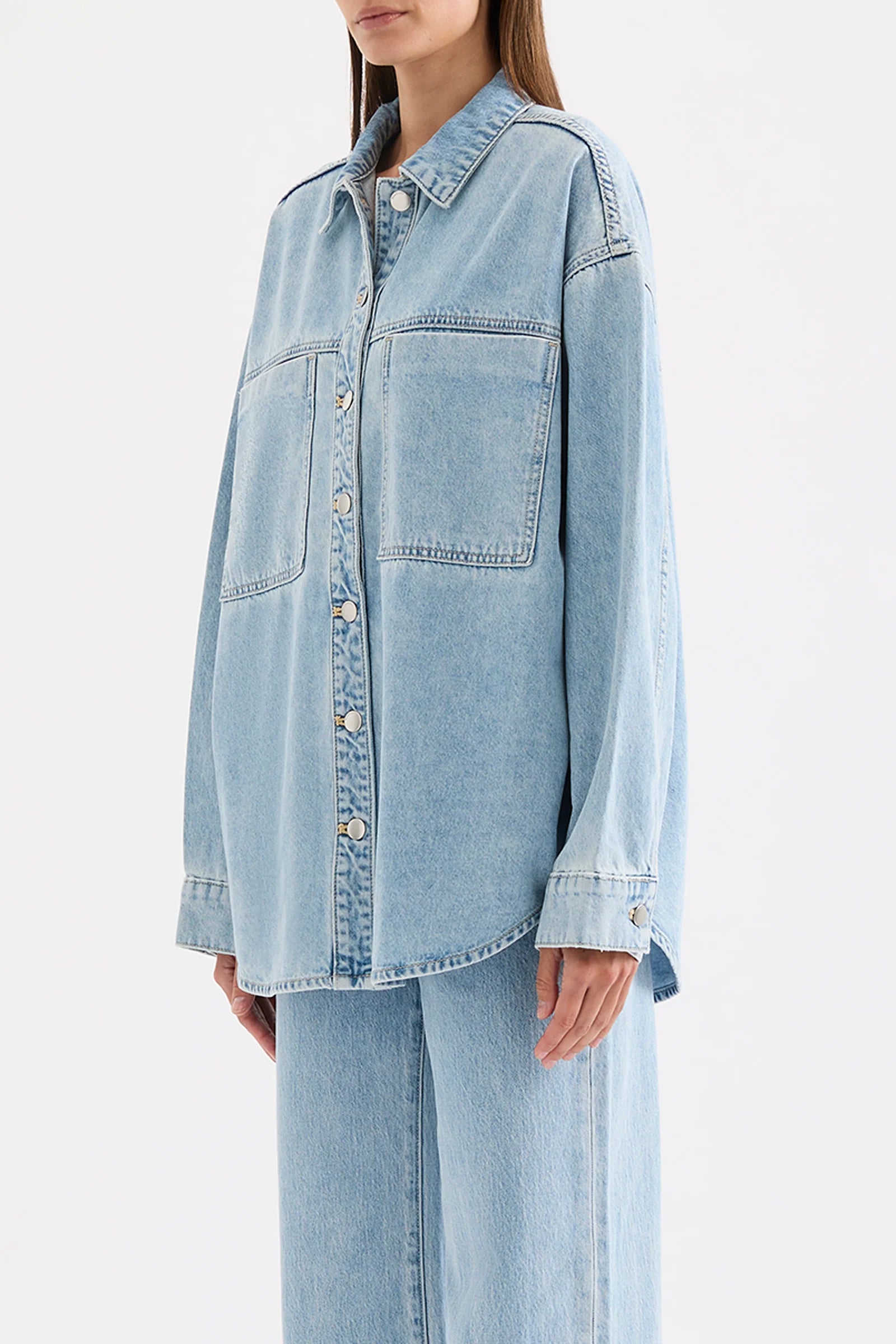 Nude Lucy Sheeba Denim Overshirt in Sky Blue - the tartan fox