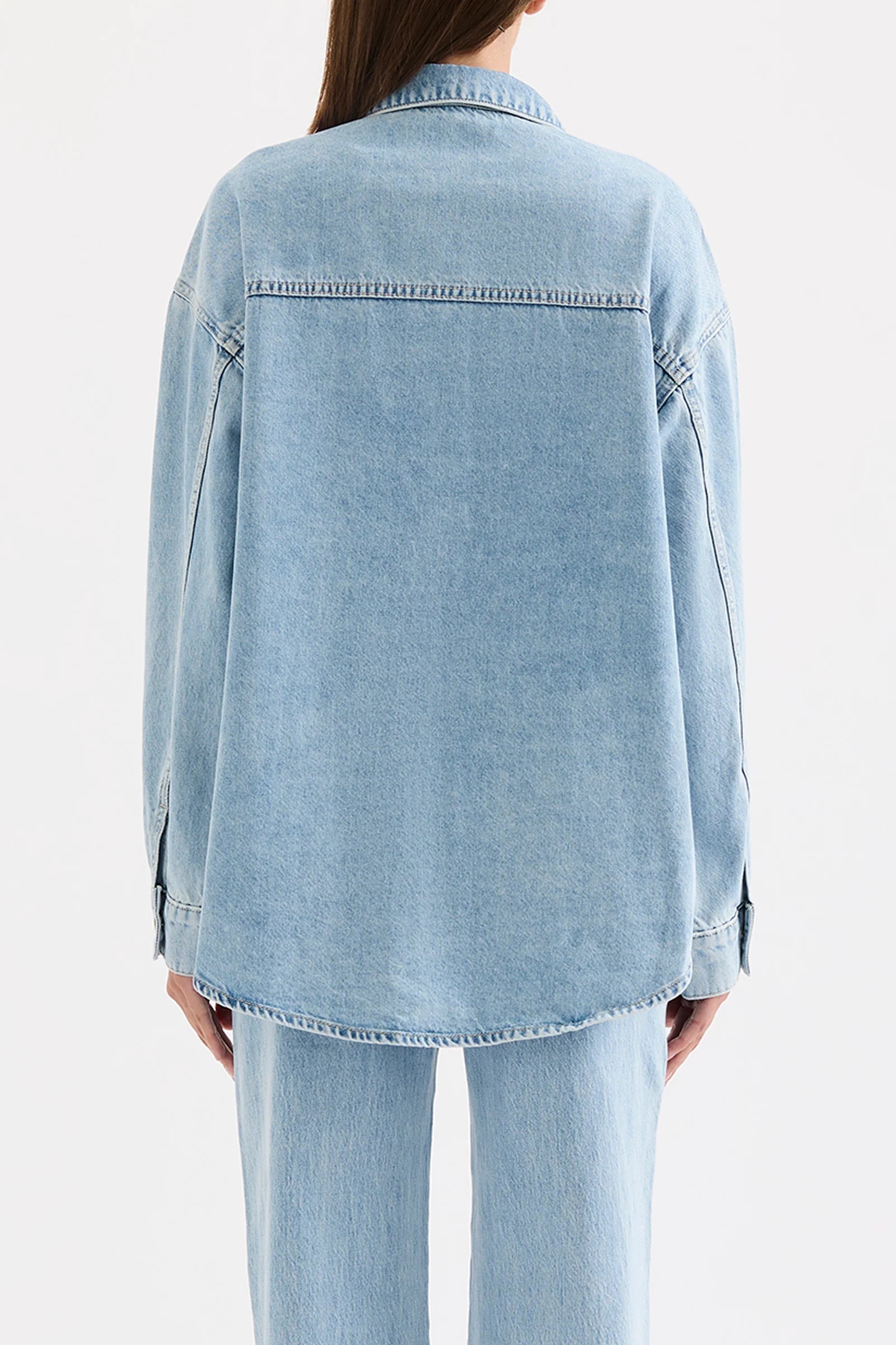Nude Lucy Sheeba Denim Overshirt in Sky Blue - the tartan fox