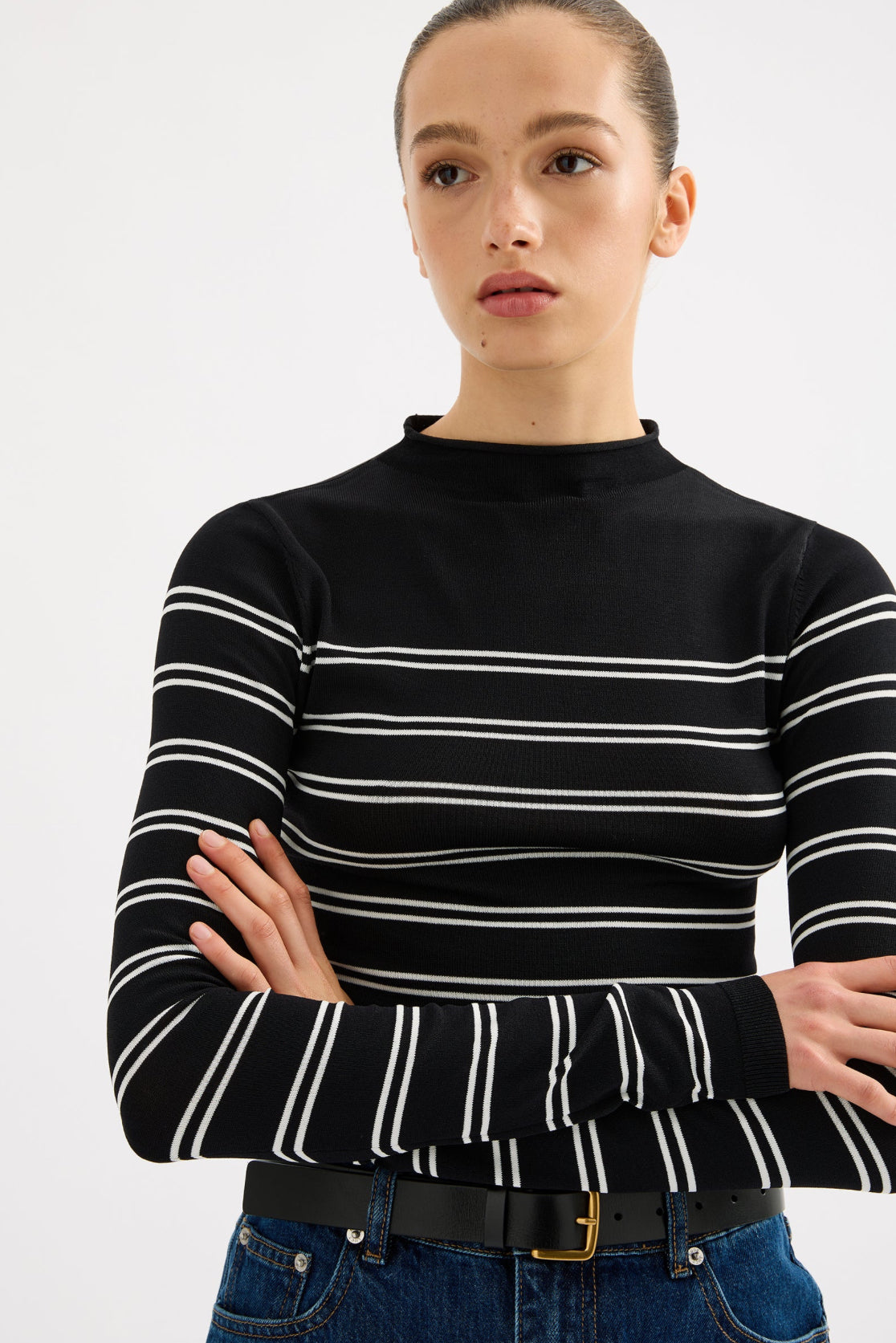 Nude Lucy Tabi Sheer Knit in Black Stripe - the tartan fox