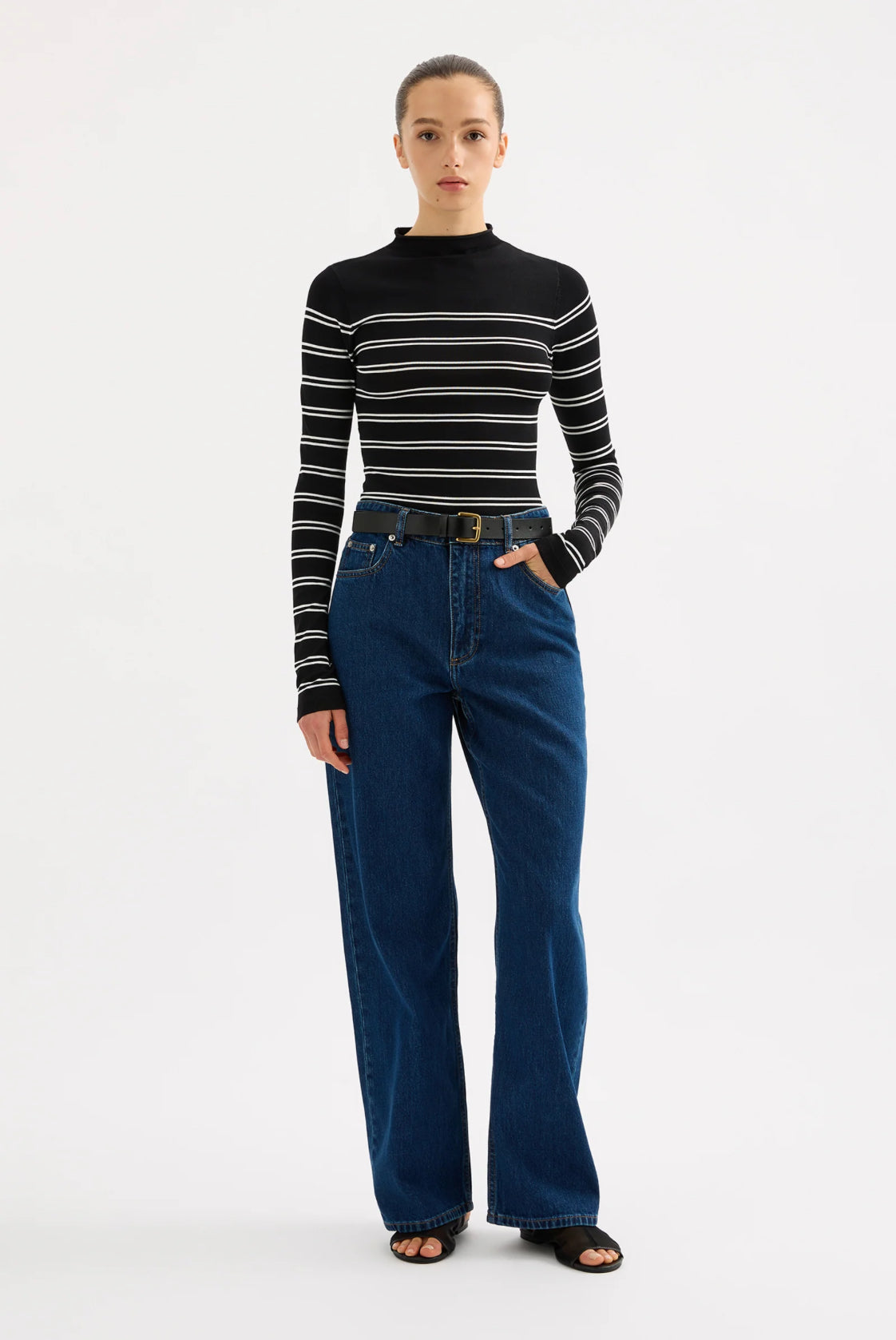 Nude Lucy Tabi Sheer Knit in Black Stripe - the tartan fox