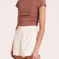 Nude Lucy Tye Gathered Tee in Russet - the tartan fox