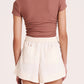 Nude Lucy Tye Gathered Tee in Russet - the tartan fox