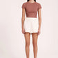 Nude Lucy Tye Gathered Tee in Russet - the tartan fox