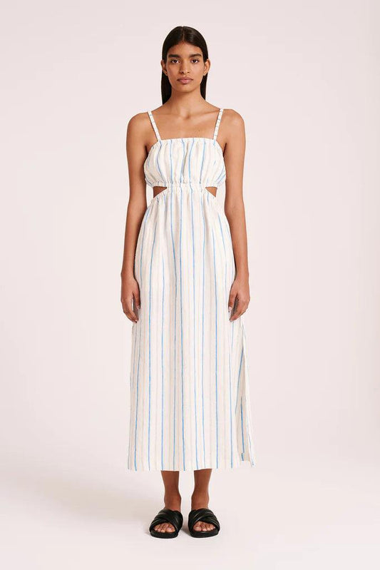 Nude Lucy Yin Linen Dress in Azure Stripe - the tartan fox