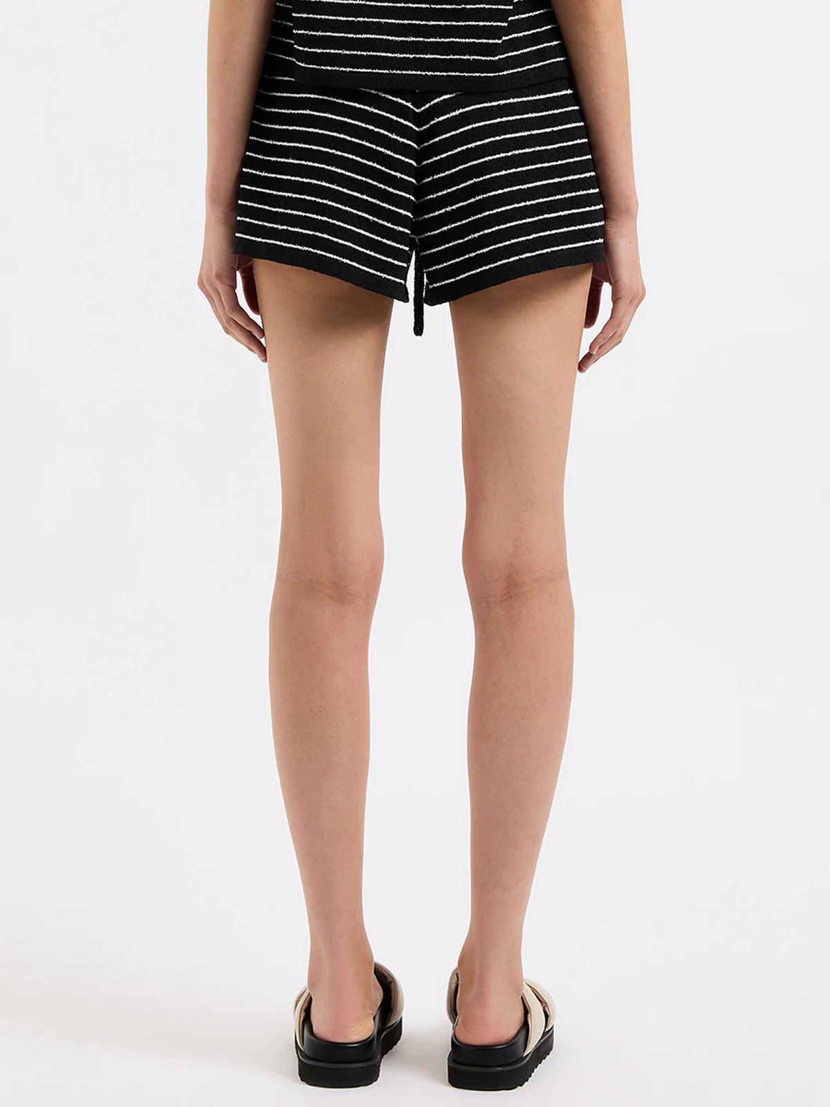 Nude Lucy Zosia Stripe Knit Shorts in Black Stripe - the tartan fox