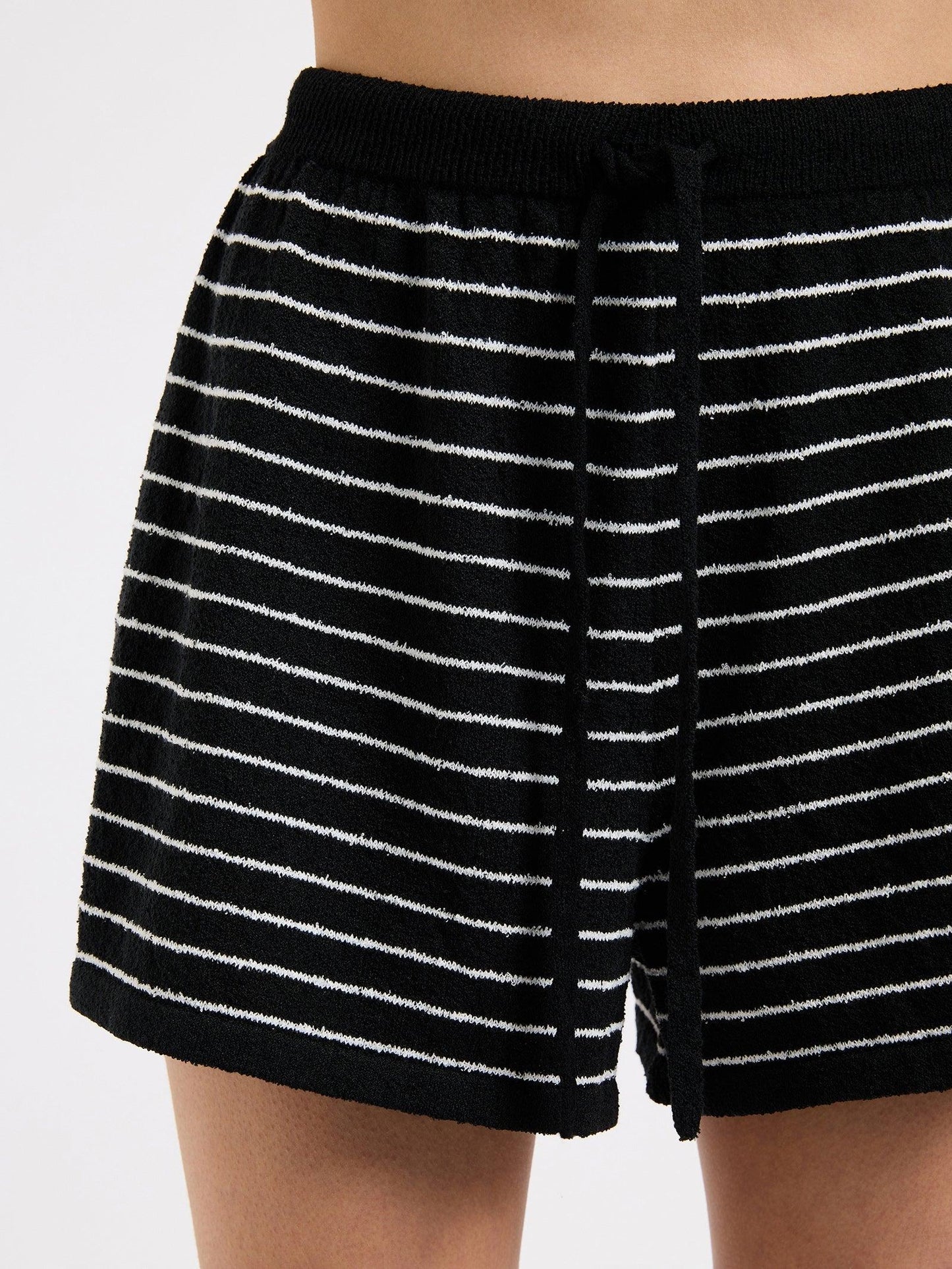 Nude Lucy Zosia Stripe Knit Shorts in Black Stripe - the tartan fox