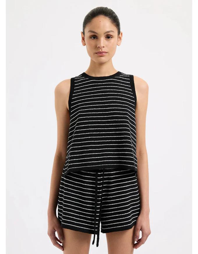 Nude Lucy Zosia Stripe Knit Tank in Black Stripe - the tartan fox