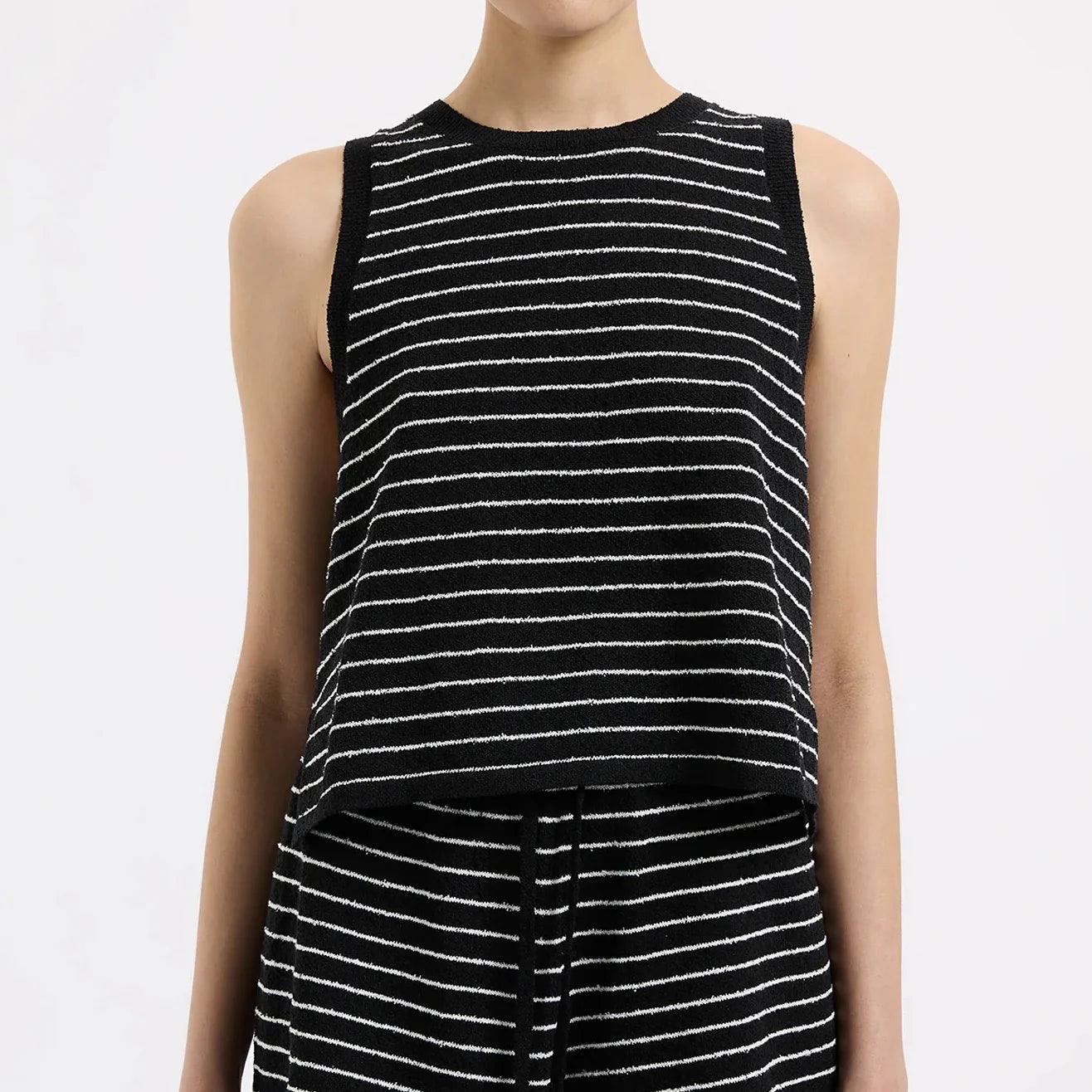 Nude Lucy Zosia Stripe Knit Tank in Black Stripe - the tartan fox