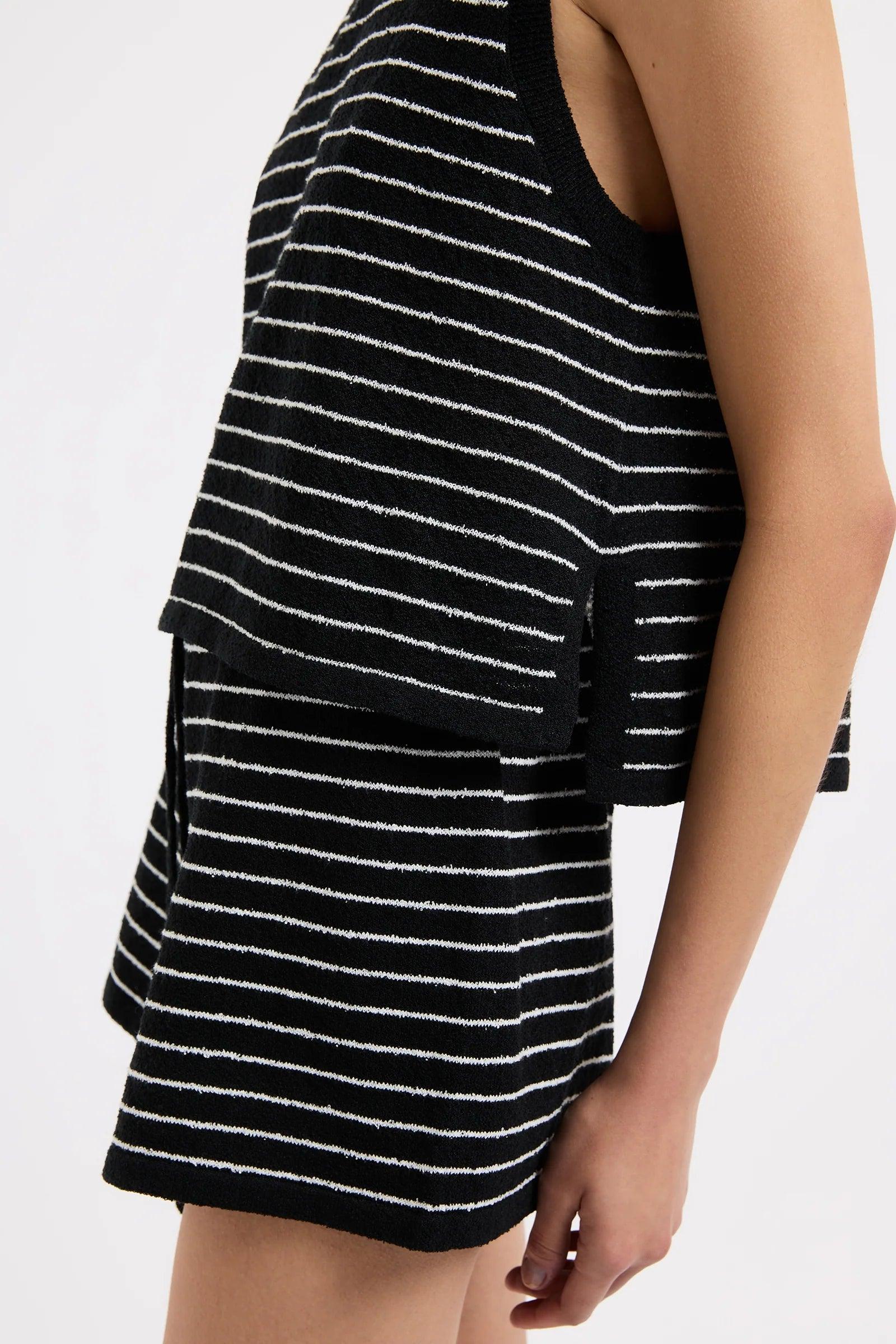 Nude Lucy Zosia Stripe Knit Tank in Black Stripe - the tartan fox