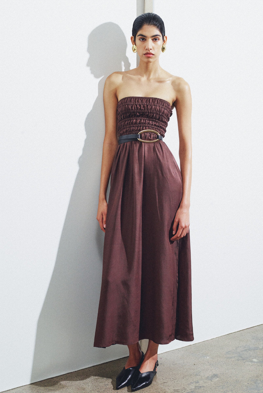 Nude Lucy Zuri Tencel Maxi Dress in Chocolate - the tartan fox