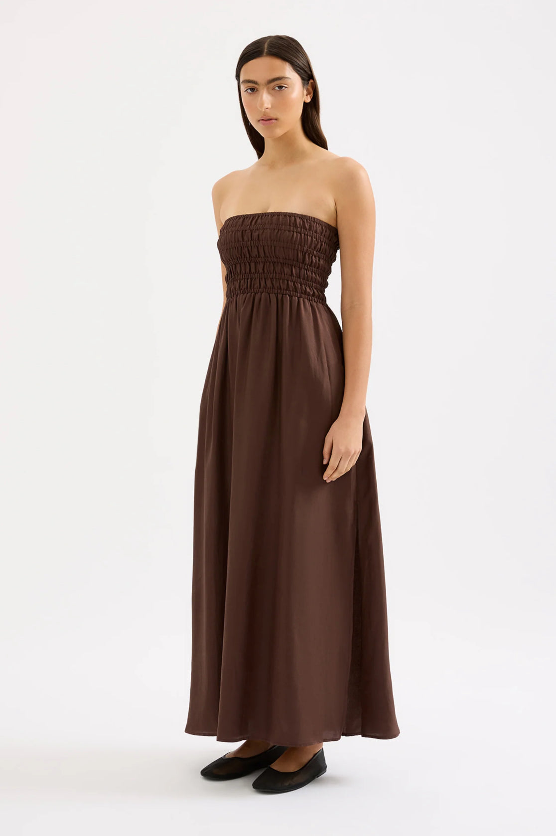 Nude Lucy Zuri Tencel Maxi Dress in Chocolate - the tartan fox