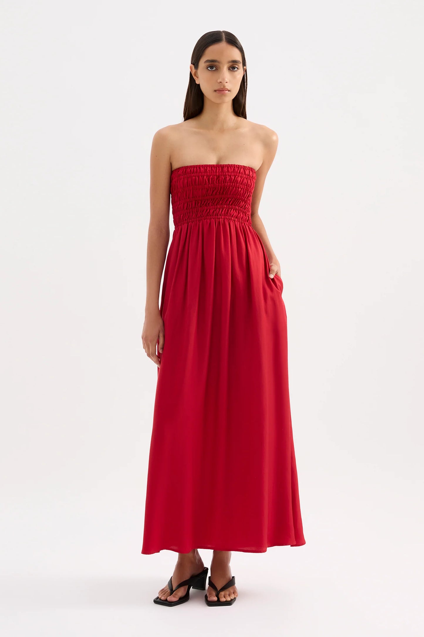 Nude Lucy Zuri Tencel Maxi Dress in Crimson