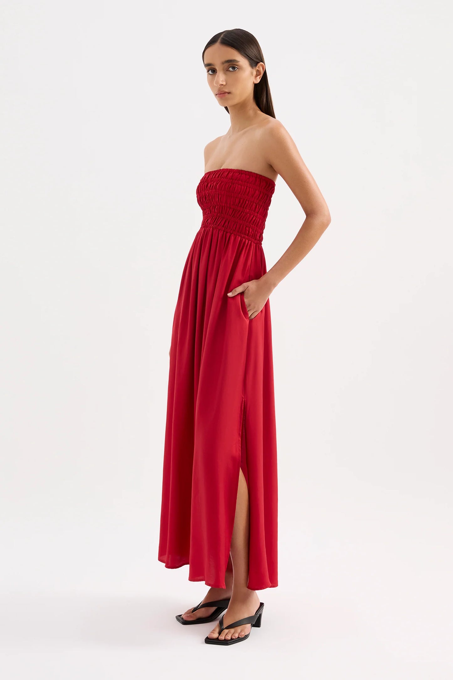 Nude Lucy Zuri Tencel Maxi Dress in Crimson