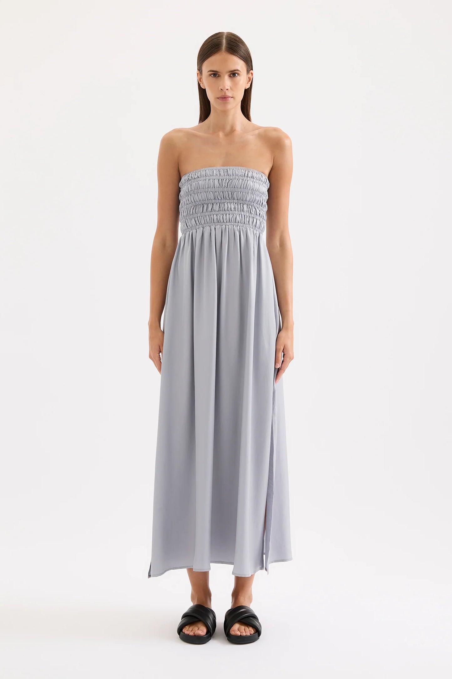Nude Lucy Zuri Tencel Maxi Dress in Storm - the tartan fox