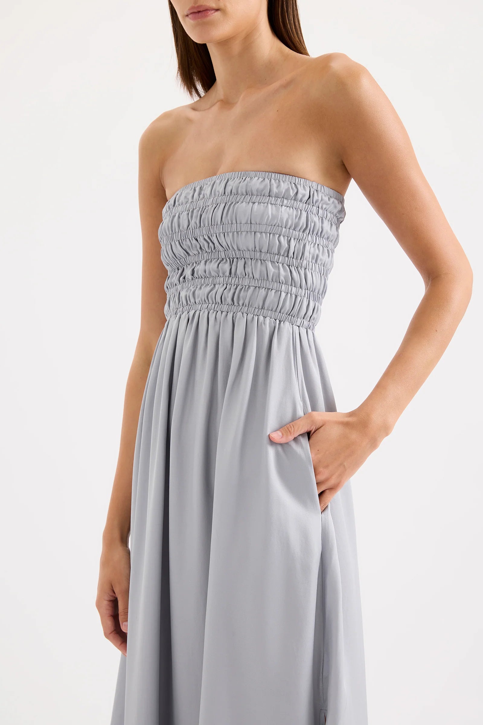 Nude Lucy Zuri Tencel Maxi Dress in Storm - the tartan fox