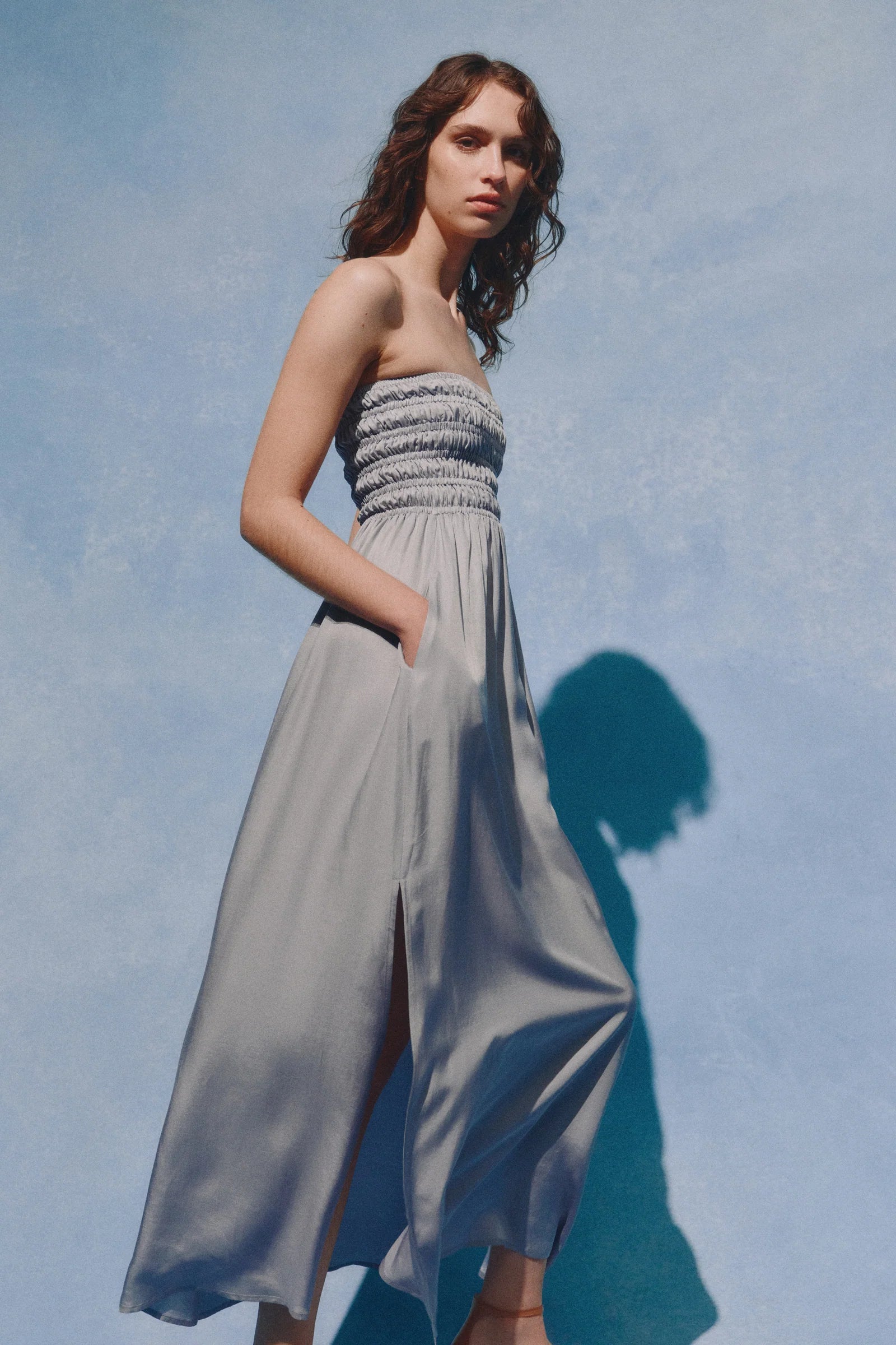 Nude Lucy Zuri Tencel Maxi Dress in Storm - the tartan fox