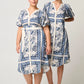 OnceWas Bijou Linen Viscose Dress in Ink Flè Print - the tartan fox