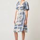 OnceWas Bijou Linen Viscose Dress in Ink Flè Print - the tartan fox