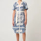 OnceWas Bijou Linen Viscose Dress in Ink Flè Print - the tartan fox