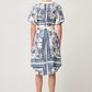 OnceWas Bijou Linen Viscose Dress in Ink Flè Print - the tartan fox