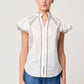 OnceWas Carlyle Embroidered Cotton Viole Top in Ivory - the tartan fox