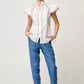 OnceWas Carlyle Embroidered Cotton Viole Top in Ivory - the tartan fox