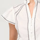 OnceWas Carlyle Embroidered Cotton Viole Top in Ivory - the tartan fox