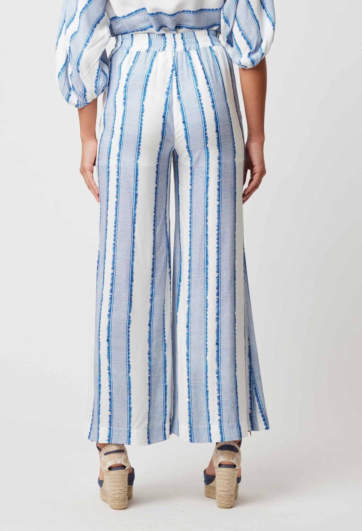 OnceWas Positano Wide Leg Pant in Sorrento Stripe - the tartan fox